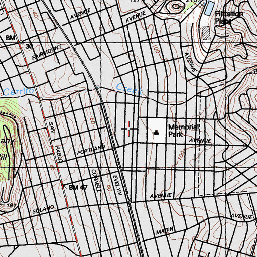 Topographic Map of Albany High School, CA