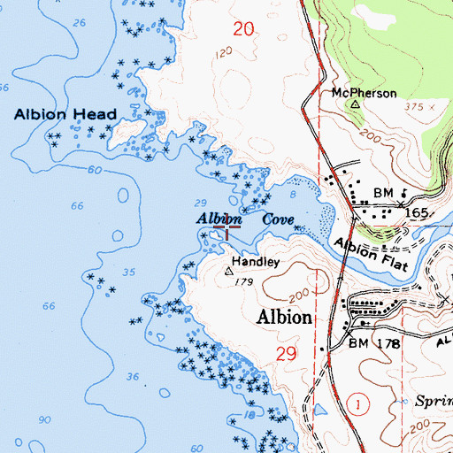Topographic Map of Albion Cove, CA