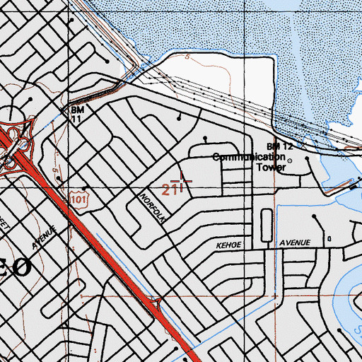 Topographic Map of Albion H Horrall Elementary School, CA