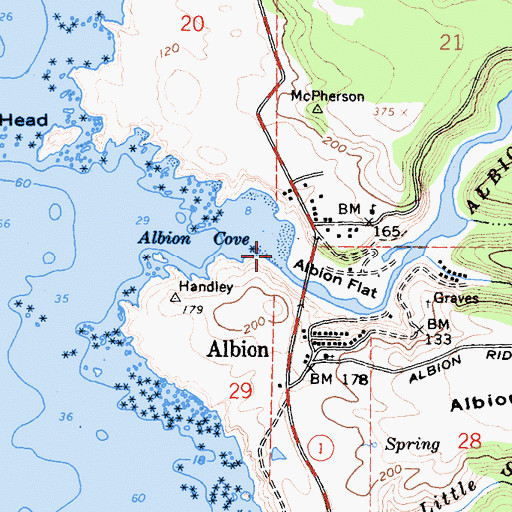 Topographic Map of Albion River, CA