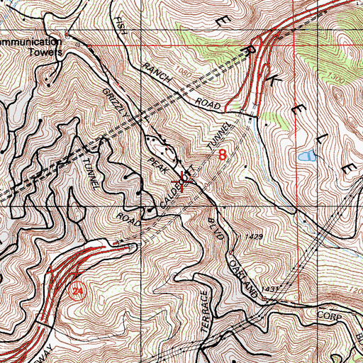 Topographic Map of Caldecott Tunnel, CA