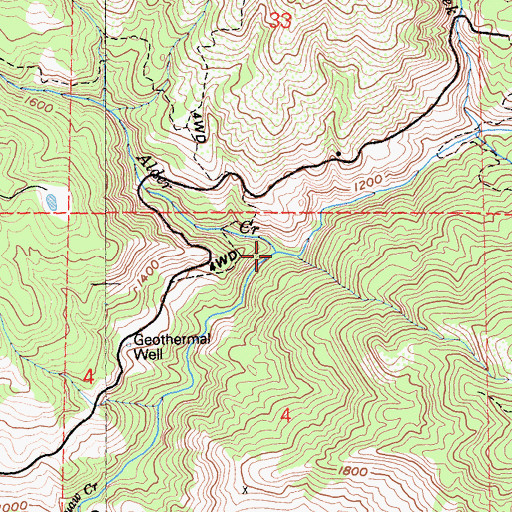 Topographic Map of Alder Creek, CA