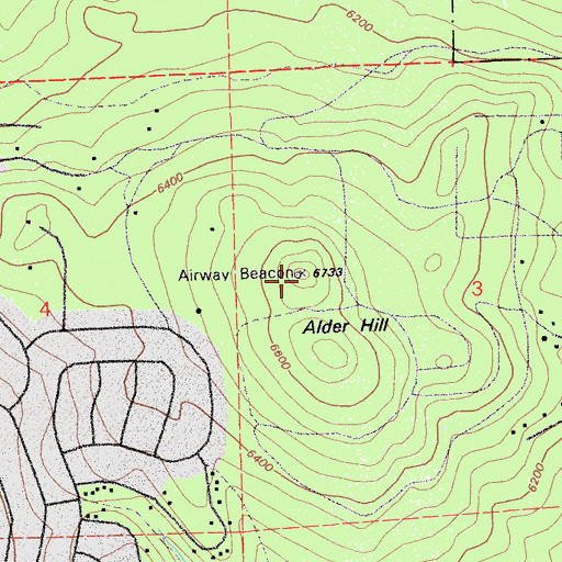 Topographic Map of Alder Hill, CA