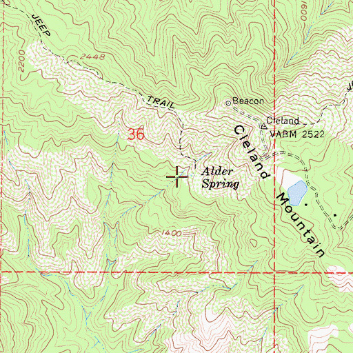 Topographic Map of Alder Spring, CA