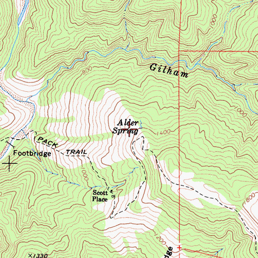 Topographic Map of Alder Spring, CA