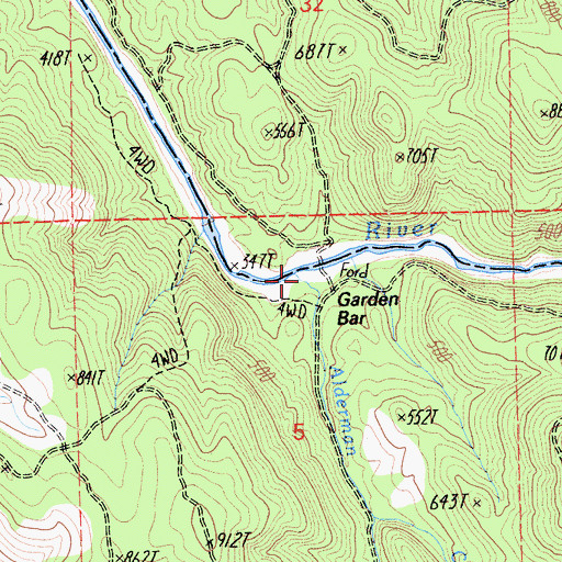 Topographic Map of Alderman Creek, CA