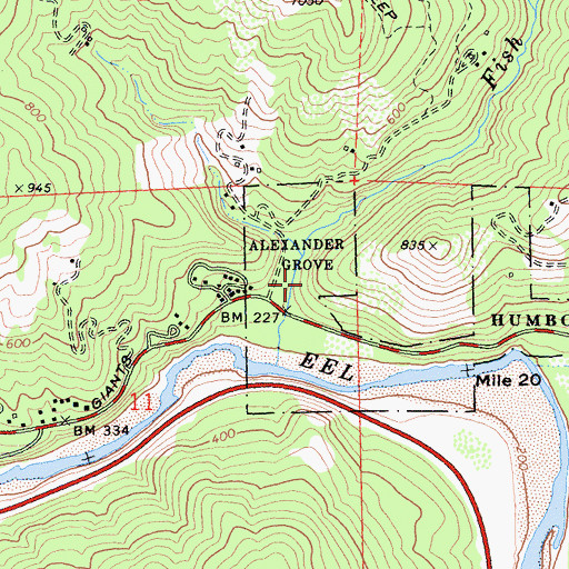 Topographic Map of Alexander Grove, CA