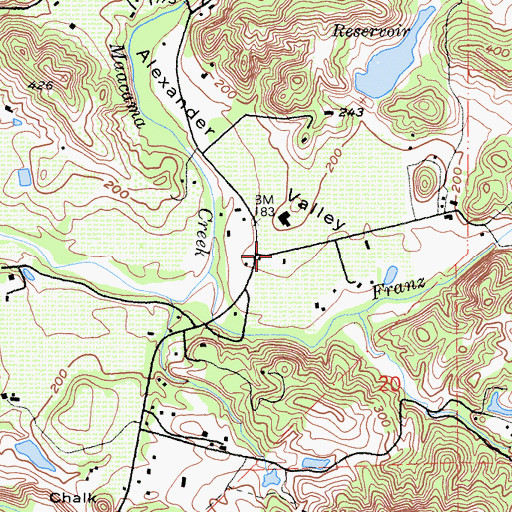 Topographic Map of Alexander Valley, CA