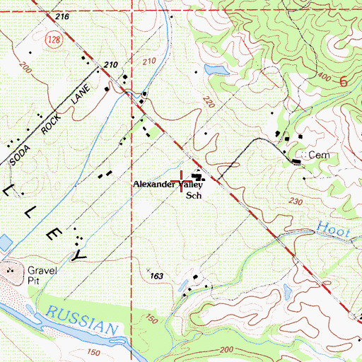 Topographic Map of Alexander Valley Elementary School, CA