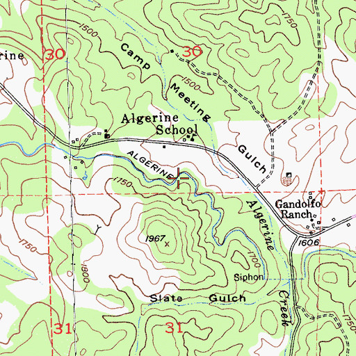 Topographic Map of Algerine Ditch, CA