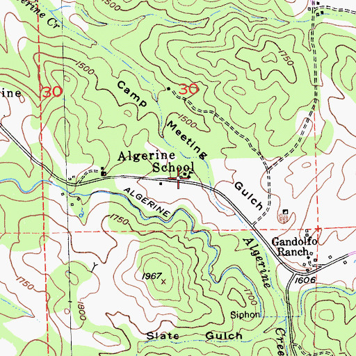 Topographic Map of Algerine School, CA