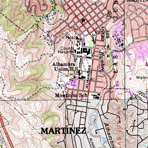 Topographic Map of Alhambra Senior High School, CA