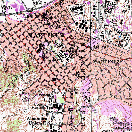 Topographic Map of Alhambra Valley, CA