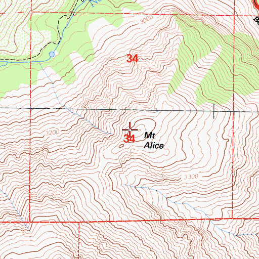 Topographic Map of Mount Alice, CA