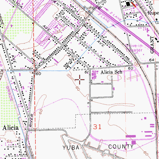Topographic Map of Alicia Intermediate School, CA