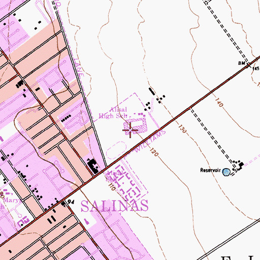 Topographic Map of Alisal High School, CA