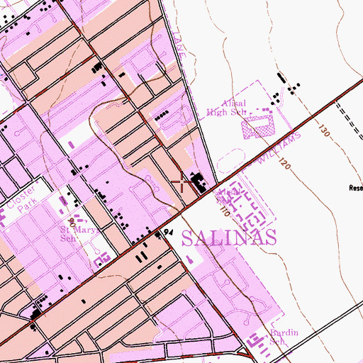 Topographic Map of Alisal Community School, CA