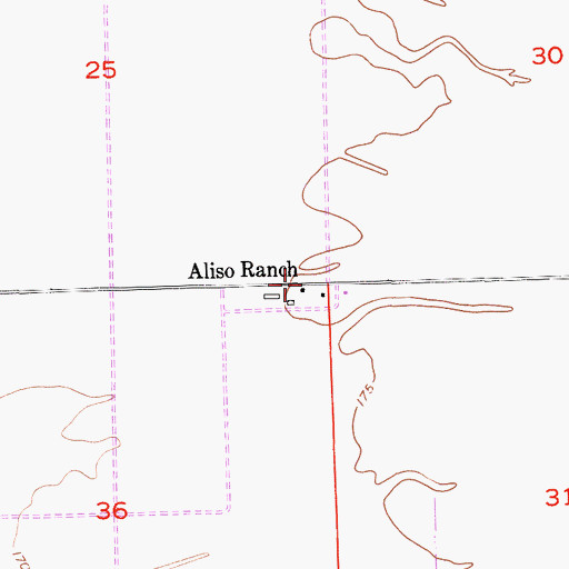 Topographic Map of Aliso Ranch, CA