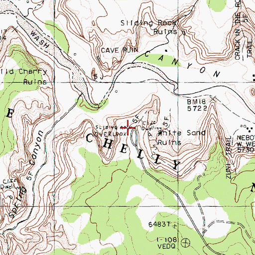 Topographic Map of Sliding Rock Overlook, AZ