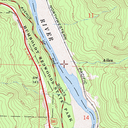 Topographic Map of Allen Creek, CA