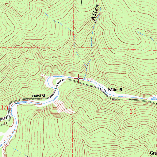 Topographic Map of Allen Creek, CA