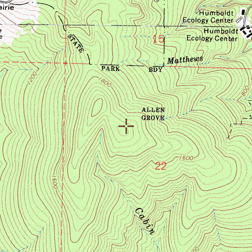 Topographic Map of Allen Grove, CA