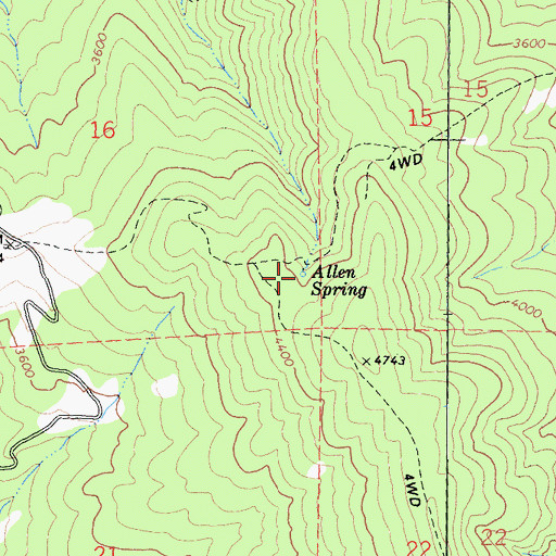 Topographic Map of Allen Spring, CA