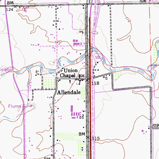 Topographic Map of Allendale, CA