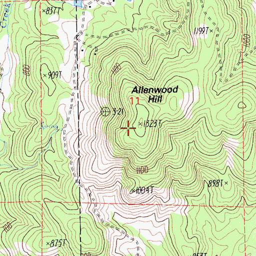 Topographic Map of Allenwood Hill, CA
