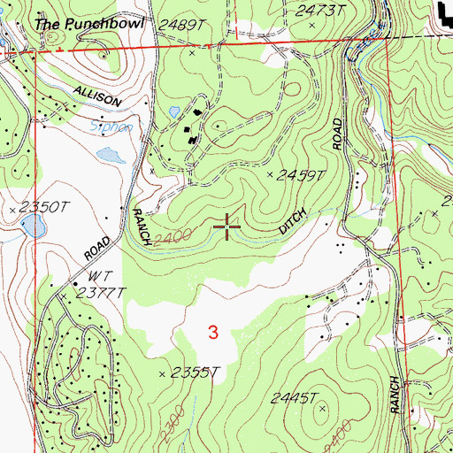 Topographic Map of Allison Ranch Ditch, CA