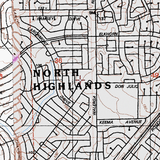Topographic Map of Warren A Allison Elementary School, CA