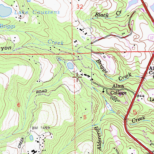 Topographic Map of Alma College, CA