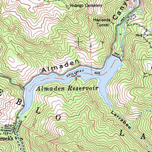 Topographic Map of Almaden Reservoir, CA
