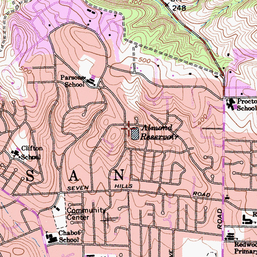 Topographic Map of Almond Reservoir, CA