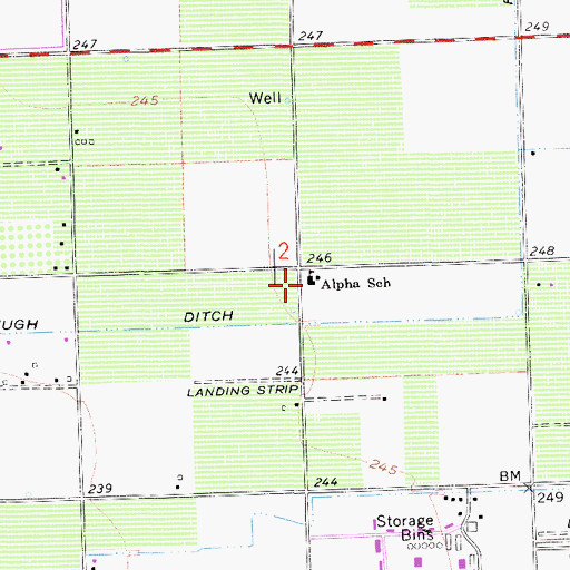 Topographic Map of Alpha School, CA