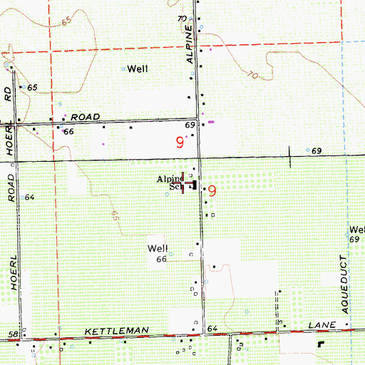 Topographic Map of Alpine School, CA