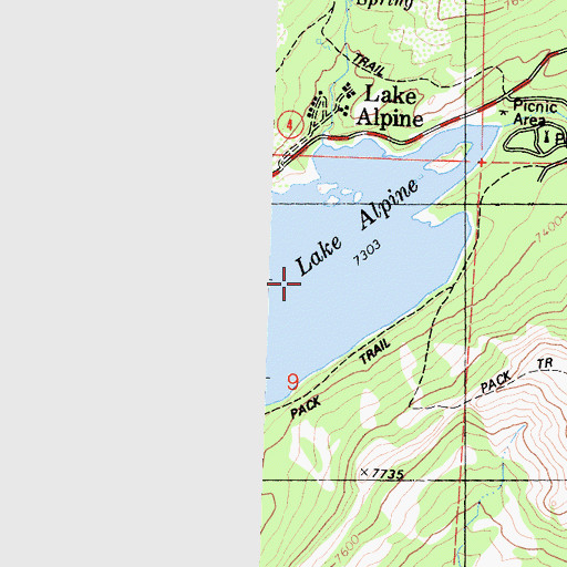 Topographic Map of Lake Alpine, CA