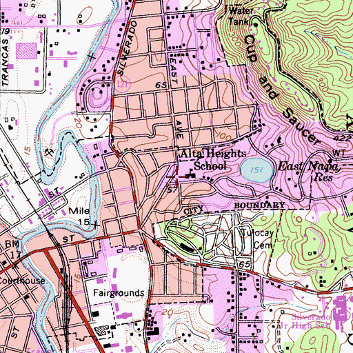Topographic Map of Alta Heights Magnet Elementary School, CA