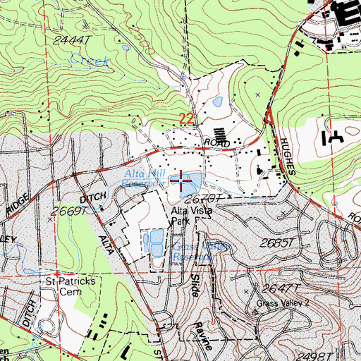 Topographic Map of Alta Hill Reservoir, CA