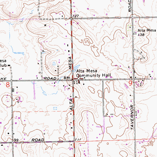 Topographic Map of Alta Mesa Community Hall, CA
