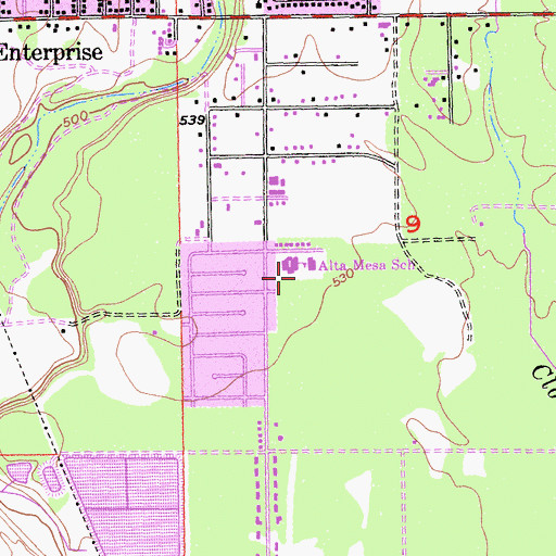 Topographic Map of Alta Mesa Elementary School, CA