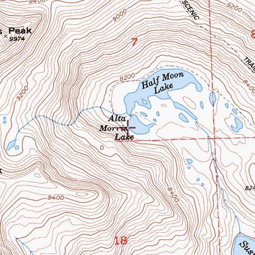 Topographic Map of Alta Morris Lake, CA