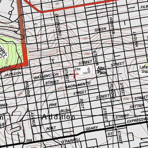 Topographic Map of Alta Plaza, CA