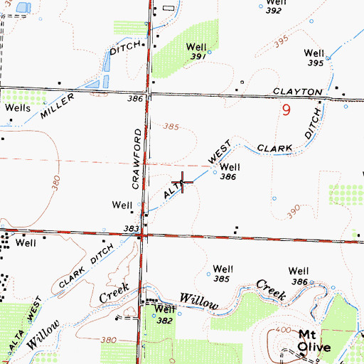 Topographic Map of Alta West Clark Ditch, CA
