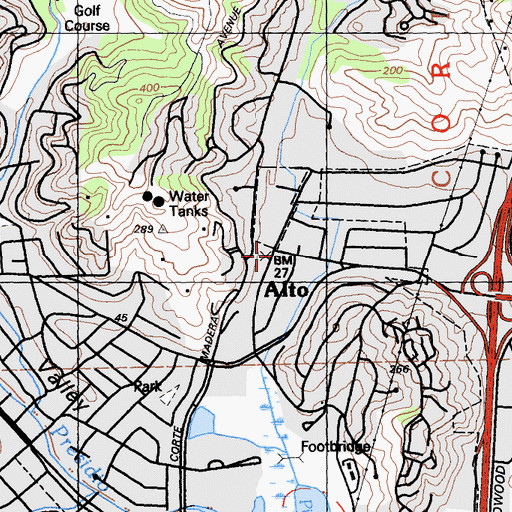 Topographic Map of Alto, CA