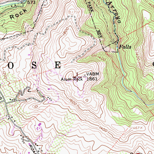 Topographic Map of Alum Rock, CA