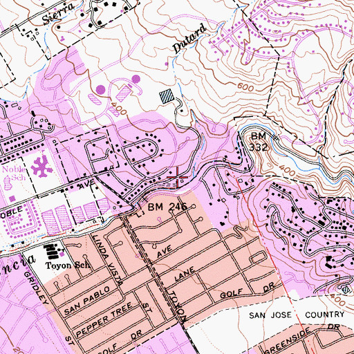Topographic Map of Alum Rock Canyon, CA