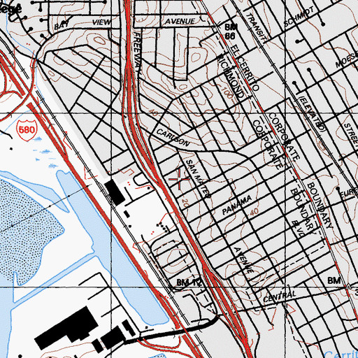 Topographic Map of Alvarado School, CA