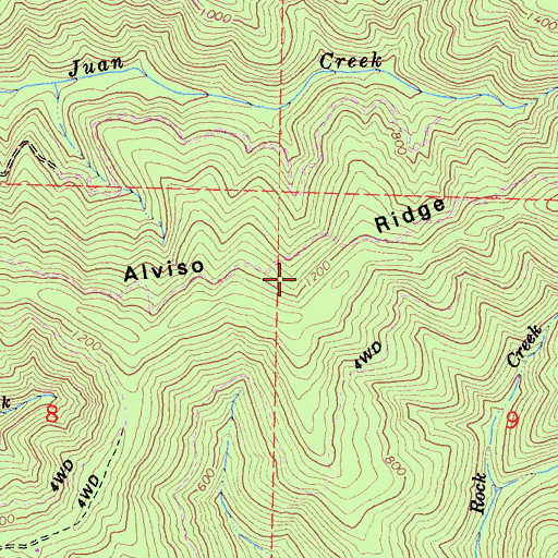 Topographic Map of Alviso Ridge, CA