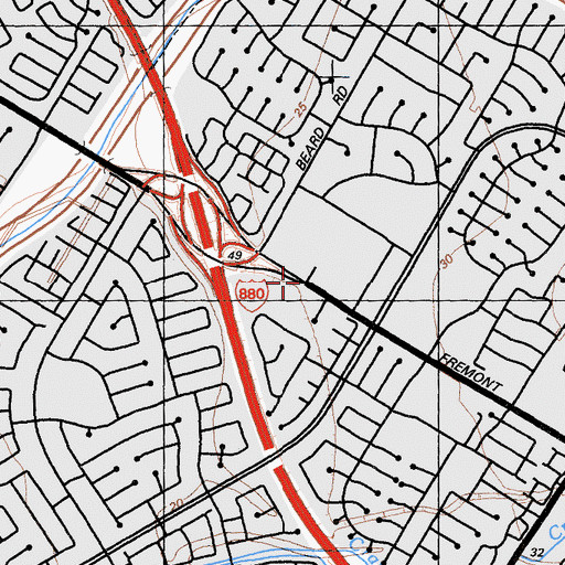Topographic Map of Alviso School, CA